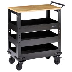 BUNKER® 3 Tier Trolley with Pull Handle and Hardwood Worktop, 714mm