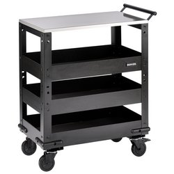 BUNKER® 3 Tier Trolley with Pull Handle and Stainless Steel Worktop, 714mm
