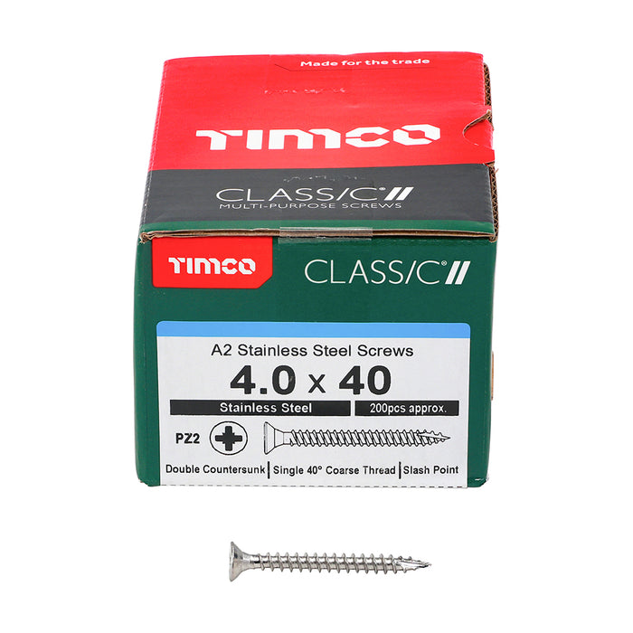 Classic Multi-Purpose Screws - PZ - Double Countersunk - A2 Stainless Steel