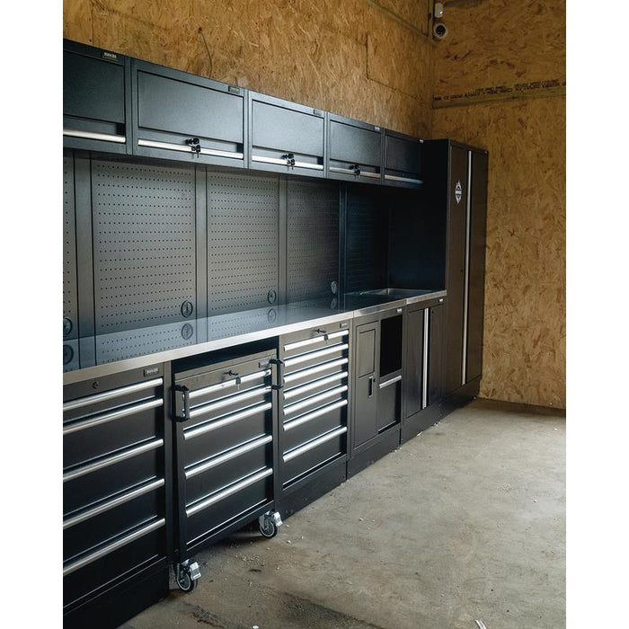 BUNKER 25 Piece Modular Storage Combo with Sink and Stainless Steel Worktop, 4915mm