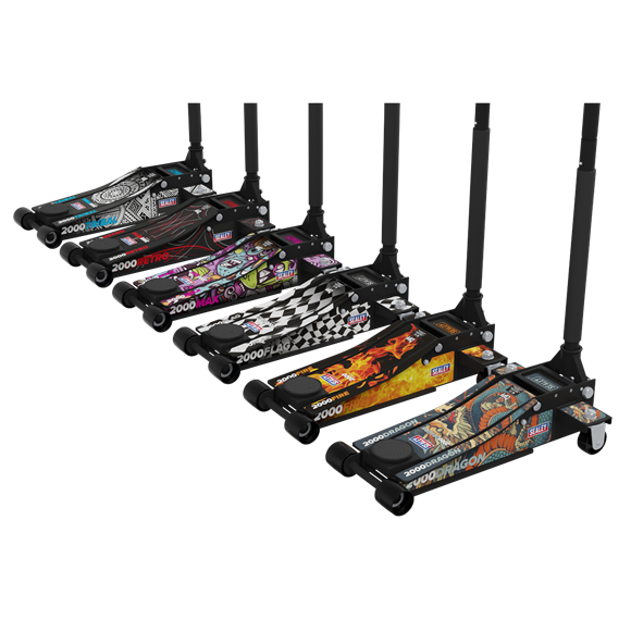 Sealey Low Profile Custom Design Trolley Jack with Rocket Lift 2 Tonne - Black
