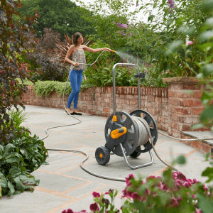 Hozelock 60m Assembled Hose Cart with 50m Garden Hose Pipe