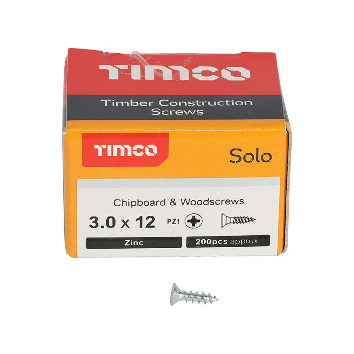 Solo Chipboard & Woodscrews - PZ - Double Countersunk - Yellow or Silver (Bulk Discounts Available)