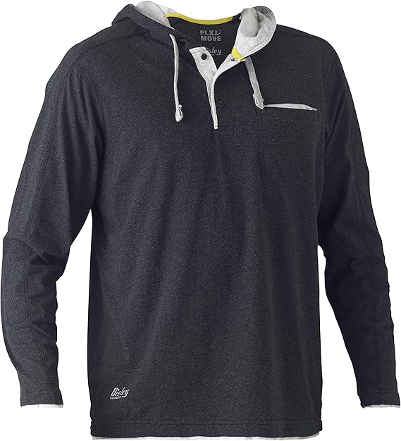 Bisley Workwear Flex & Move Cotton Hoodie Long Sleeve Charcoal Marle