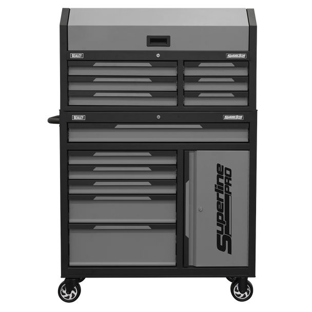 Superline Pro® Topchest & Rollcab Combination 12 Drawer & 1 Door Cupboard - Grey
