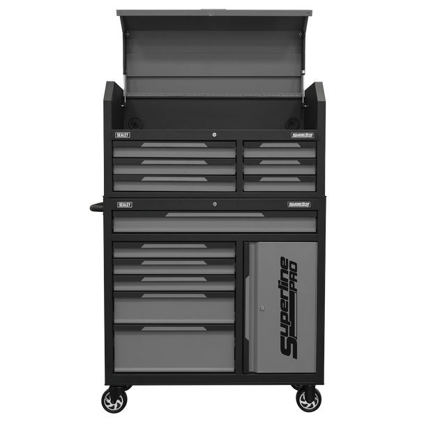 Superline Pro® Topchest & Rollcab Combination 12 Drawer & 1 Door Cupboard - Grey