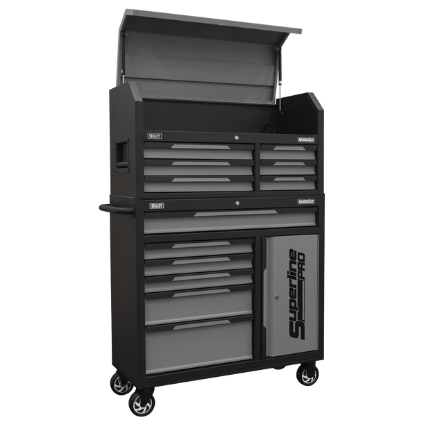 Superline Pro® Topchest & Rollcab Combination 12 Drawer & 1 Door Cupboard - Grey