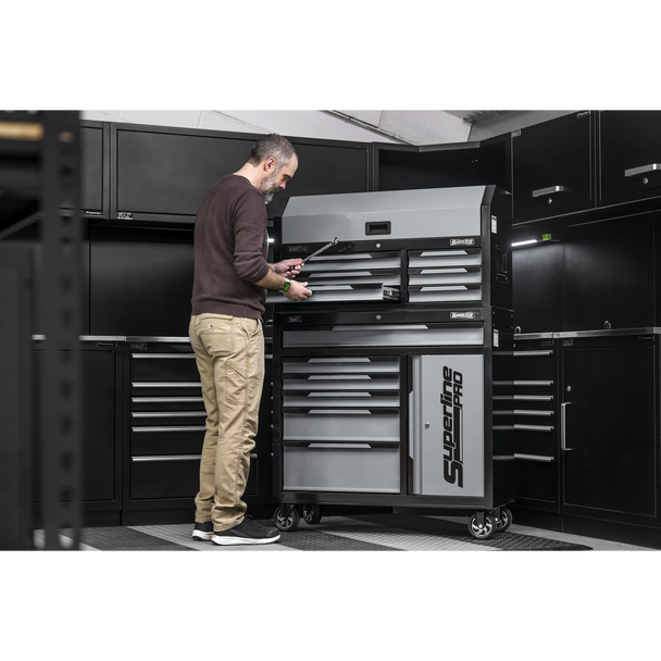 Superline Pro® Topchest & Rollcab Combination 12 Drawer & 1 Door Cupboard - Grey