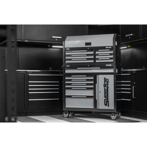 Superline Pro® Topchest & Rollcab Combination 12 Drawer & 1 Door Cupboard - Grey